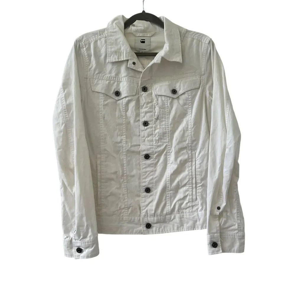G-Star Raw Women’s White Button-Up Slim Fit Denim Jacket Size Medium